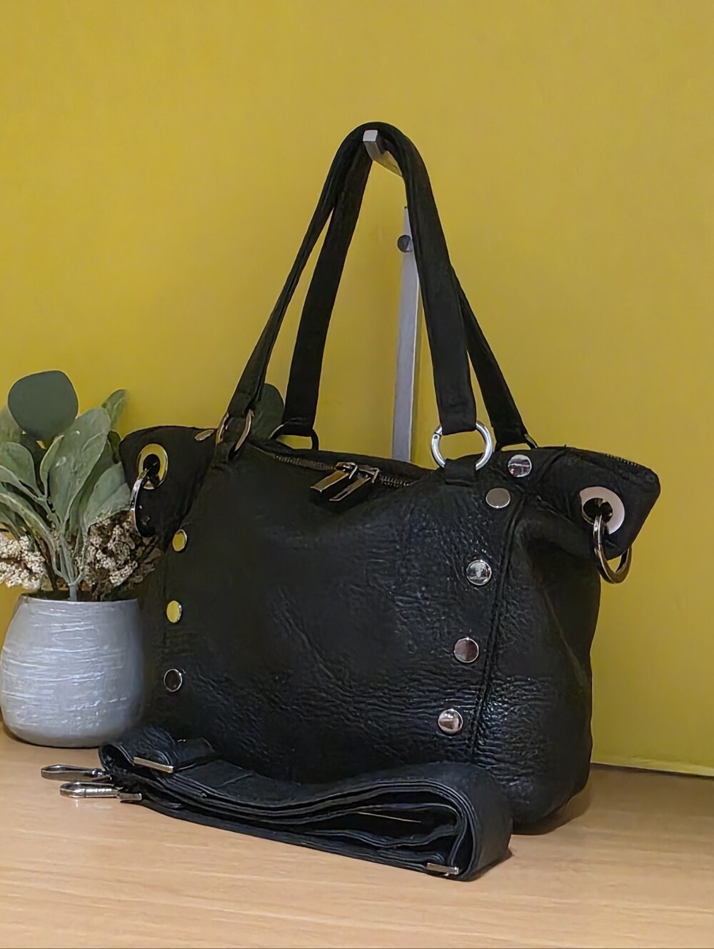 Hammitt Black Leather MD Daniel Bag